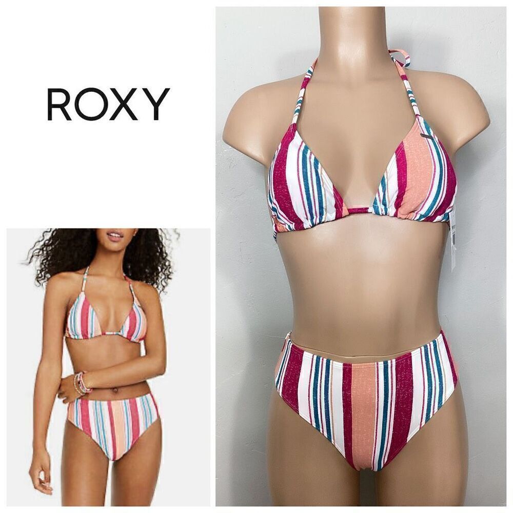 New. ROXY stripe bikini set. M-top/S-bottom.  . Retails $119